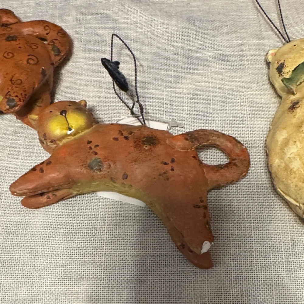 Handcrafted Animal Ornaments Set - Brown and Cream set‎ of 4